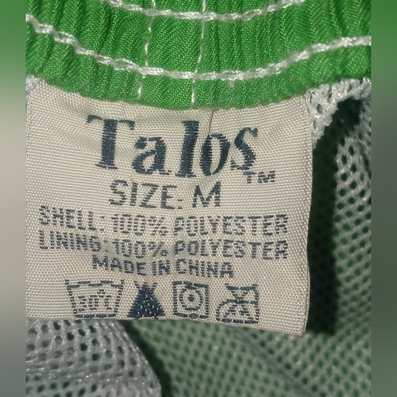 Talos Green & Yellow Stripe Bottom Swim Trunks Men's Medium - Picture 2 of 3